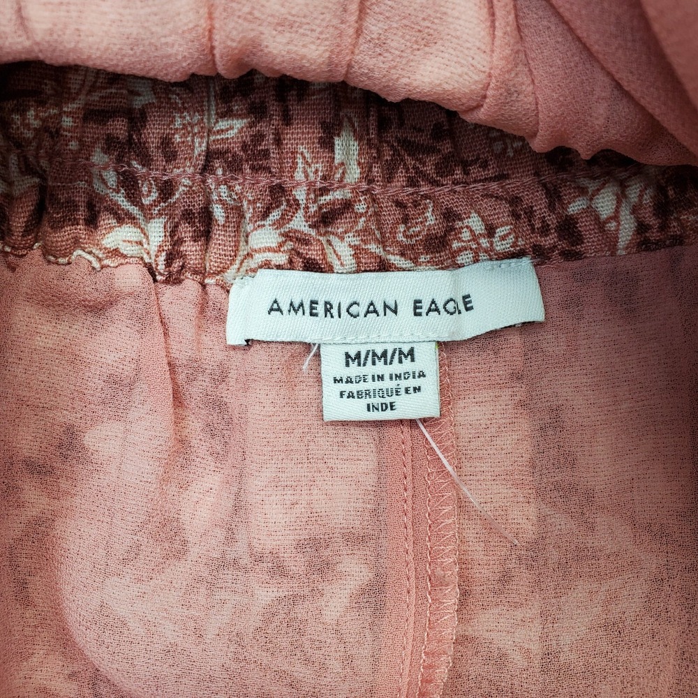 American Eagle A-Line Skirt Womens M Multi Floral Cotton Blend Pleated Pull On - Picture 5 of 8